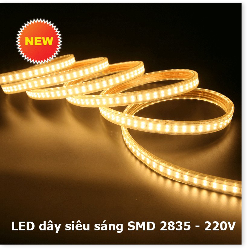 5m Đèn LED dây siêu sáng chất lượng cao SMD 2835 Mạch đôi, 2 hàng mắt led, mạch đồng, dây đồng ( tặng kèm 1 dâ