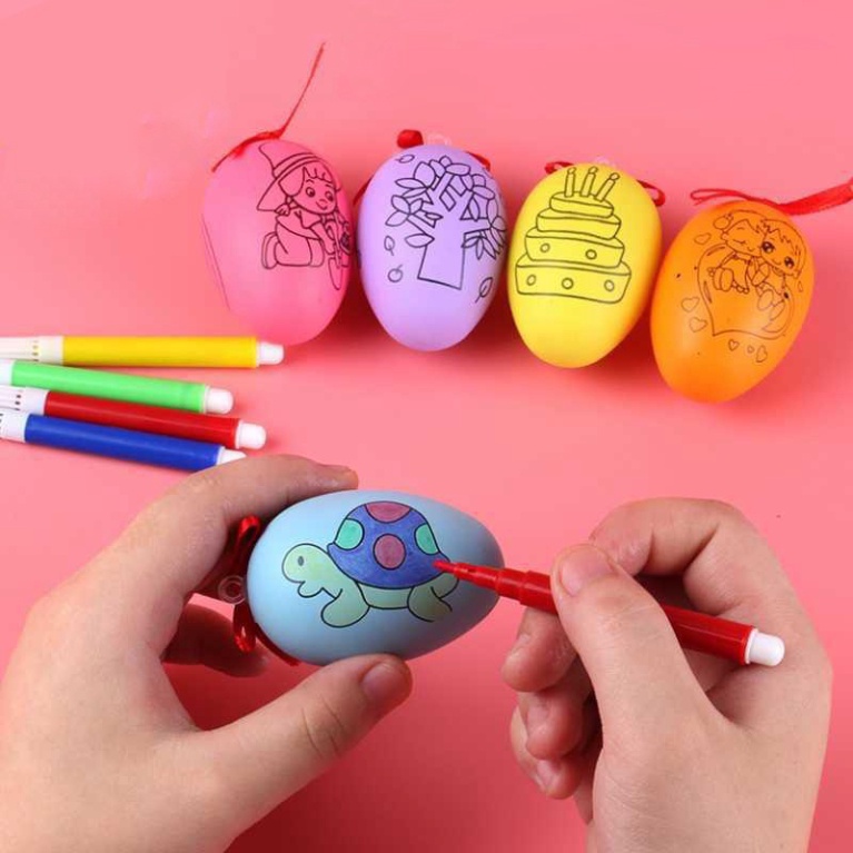 Trứng nhân tạo vẽ trang trí thủ công DIY cho sinh nhật trẻ em, kích thước 6.5 * 4.5cm (1338TNT)