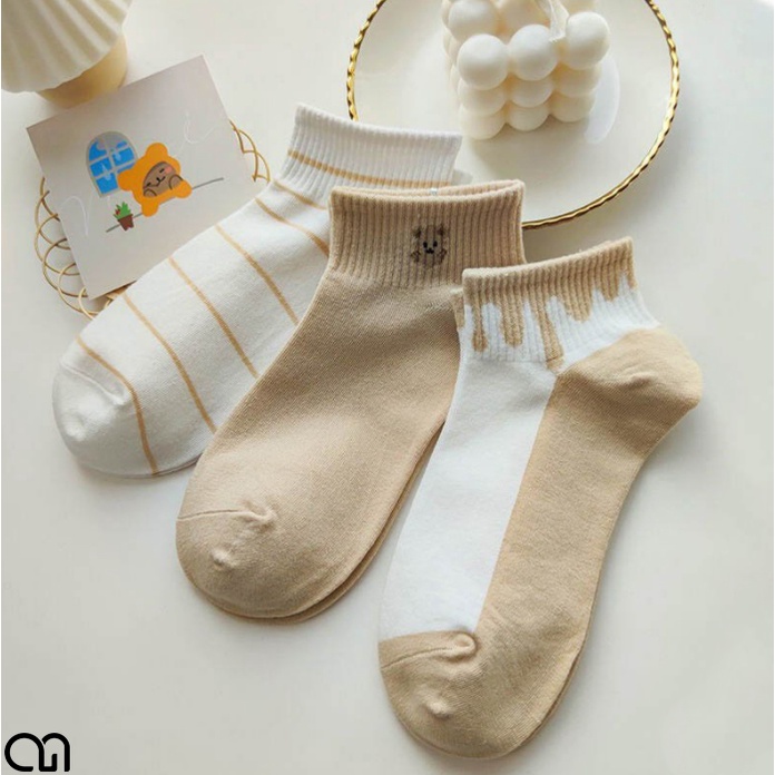 Vớ Nữ Màu Nâu Cổ Ngắn - Tất Vớ Nữ Dễ Thương Thời Trang Hàn Quốc