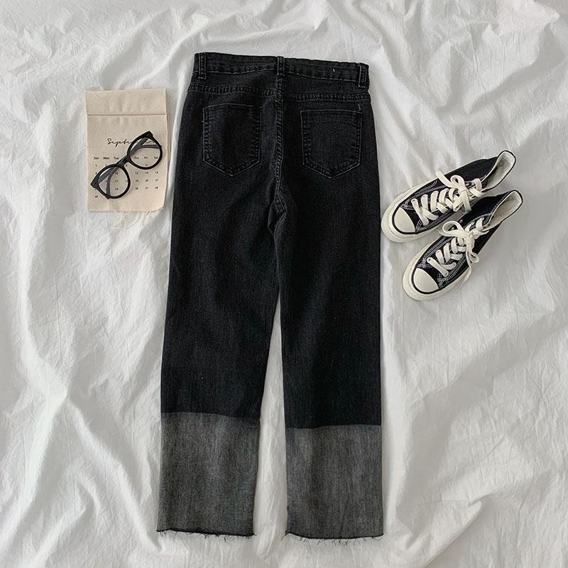 Quần jean phối hai màu dáng dài ulzzang 6676