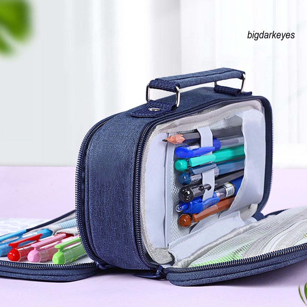 Túi Đựng Bút Chì Bằng Vải Canvas Chống Mòn Sức Chứa Lớn Với Tay Cầm