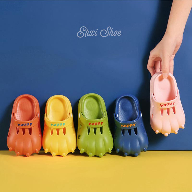 Oeggeo Dép lê EVA mềm chống trượt hình bàn chân khủng long cho bé