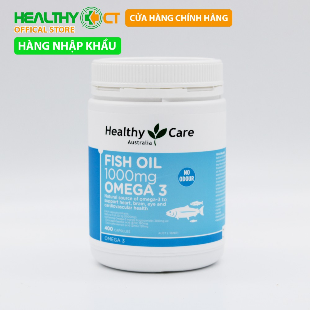 (Hàng Nhập Khẩu) Dầu Cá Healthy Care Fish Oil 1000mg Omega 3 Lọ 400 Viên