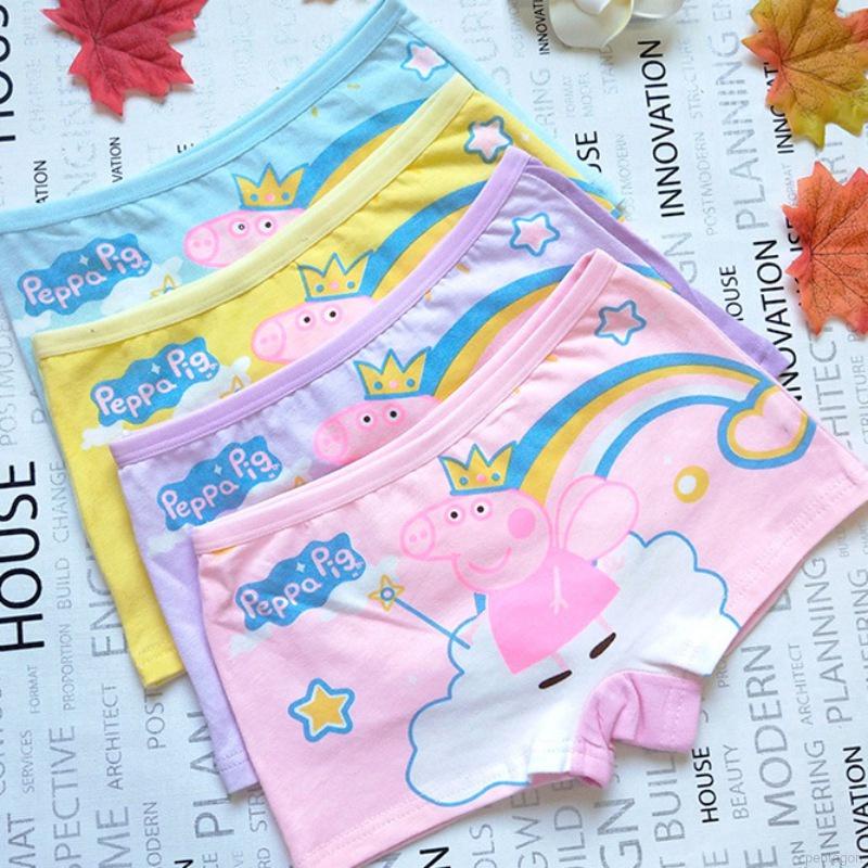 Quần lót boxer cotton thoáng khí in hình heo hoạt hình dễ thương cho bé gái 2-10 tuổi