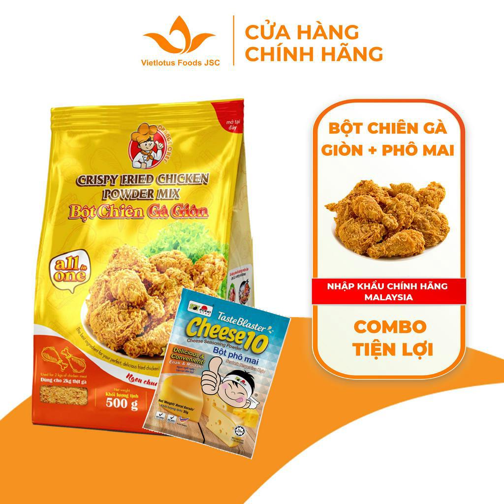 Combo bột chiên gà giòn All in One + Bột Phô Mai Lắc Verozyme Malaysia - Nguyên liệu nhập khẩu chính hãng Malaysia