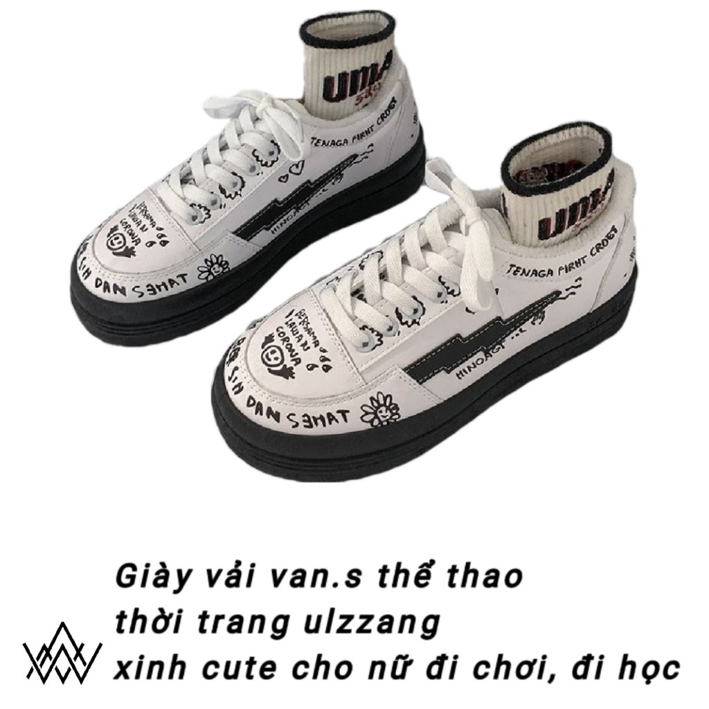 Giày thể thao bánh mì đế bằng độn đế ulzzang vải canvas