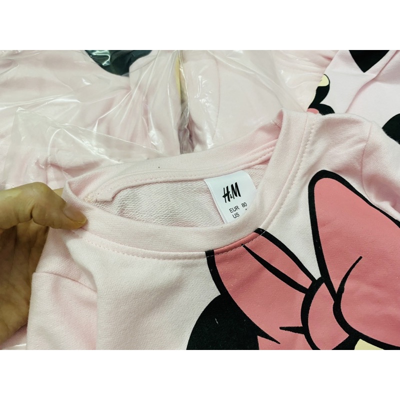 Bộ nỉ da cá Minn.ie hồng hm cho bé gái size từ 10-22 cân