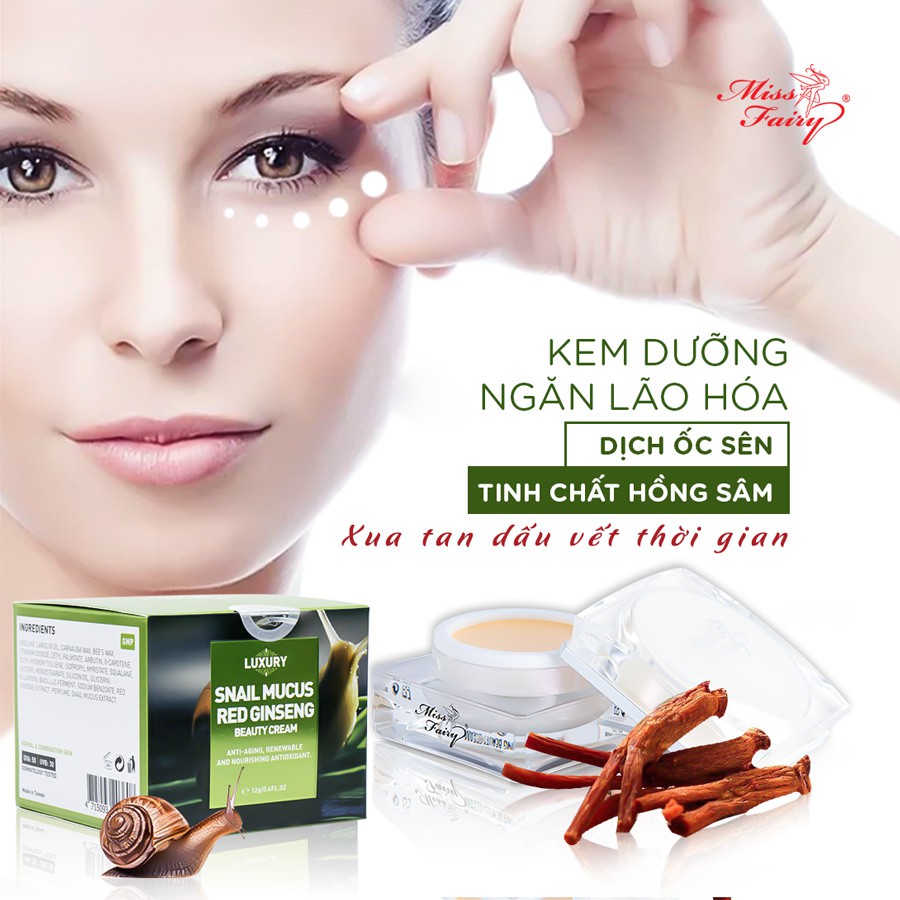 KEM MISSFAIRY ỐC SÊN - DƯỠNG CHỐNG LÃO HOÁ TINH CHẤT HỒNG SÂM & DỊCH ỐC SÊN - SNAIL ( KEM CHỐNG LÃO HÓA )