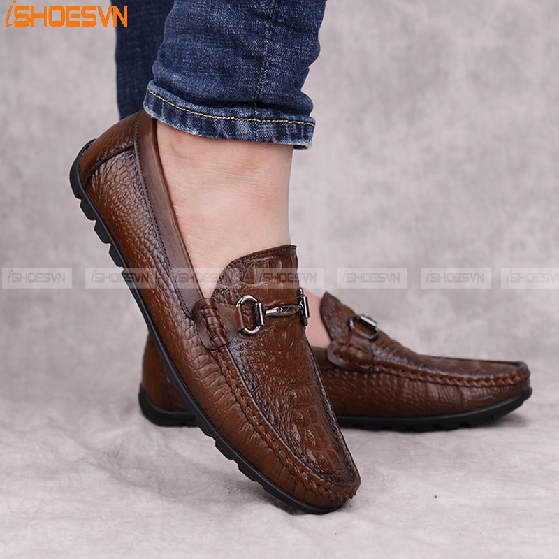 Giầy lười nam - da bò thật, da mềm, đi êm chân ISHOESVN IS381