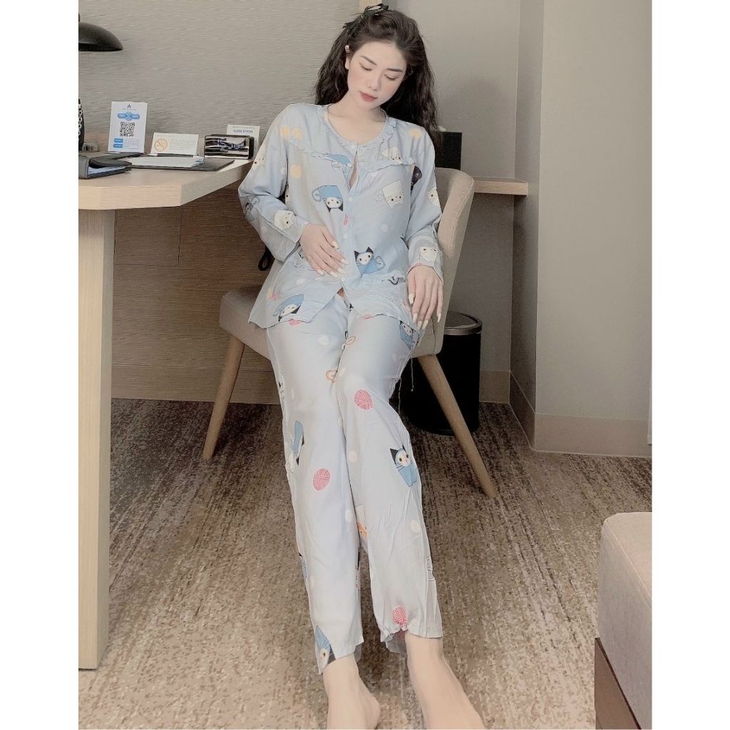 Bộ đồ bầu dài tay M366 chất lanh freesize từ 45 đến 70kg