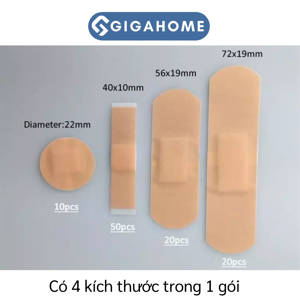 Hộp 100 Miếng Băng Cá Nhân 4 Loại GIGAHOME Chống Thấm Nước, Thoáng Khí 5228