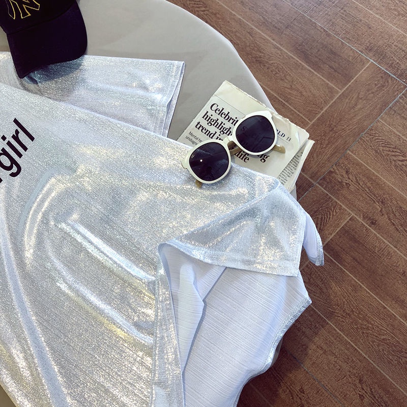 Áo thun tay ngắn dáng rộng phong cách đường Âu Mỹ in hình thời trang mùa hè 2021 cho nữ