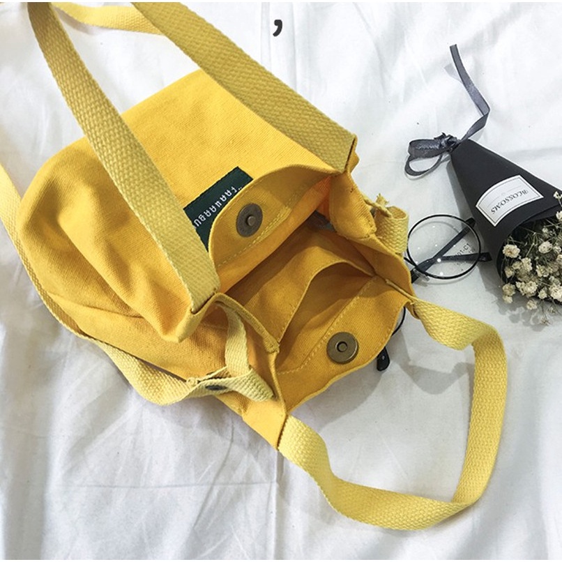 Túi Đựng Hộp Cơm Trưa Mini Vải Bố Có Dây Đeo Vai Có Thể Điều Chỉnh