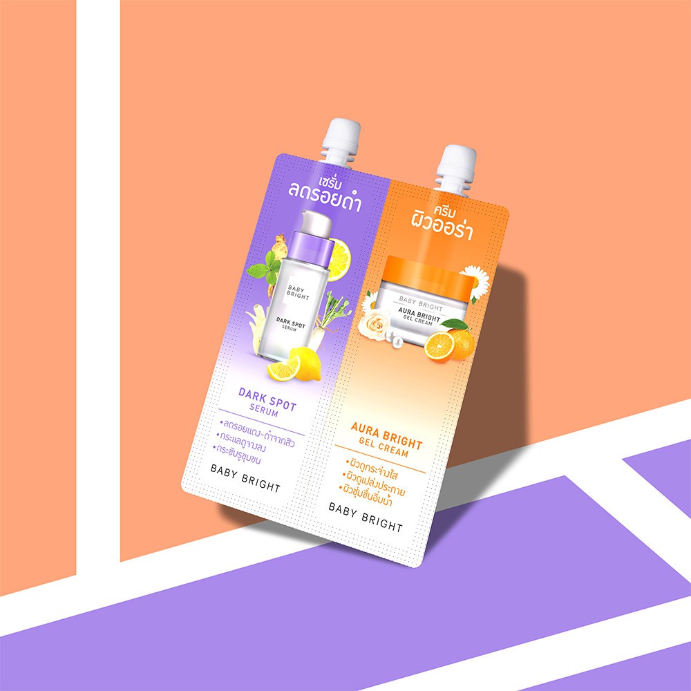 Kem Dưỡng Và Serum Baby Bright 2in1 DUO BOOSTER DARK SPOT SERUM & AURA BRIGHT GEL CREAM