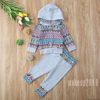 Mu♫-0-24M Newborn Toddler Baby Girl Kid Hooded Sweater Top+Pants Outfits Set Clothes