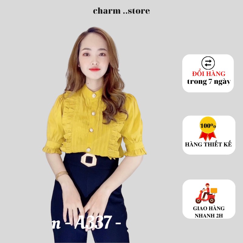 áo sơ mi công sở khuy ngọc mềm mịn A337
