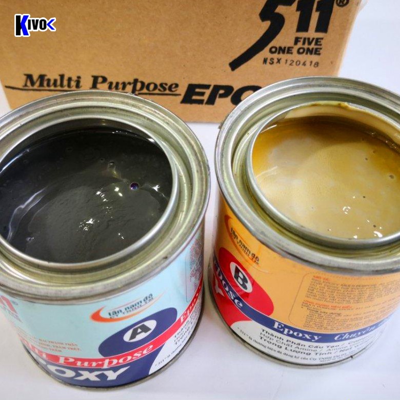 Keo AB Epoxy 511 2 Thành Phần 675G Đa Năng - Keo AB Công Nghiệp - Keo AB Chống Thấm Chịu Lực Chống Ăn Mòn - Kivo