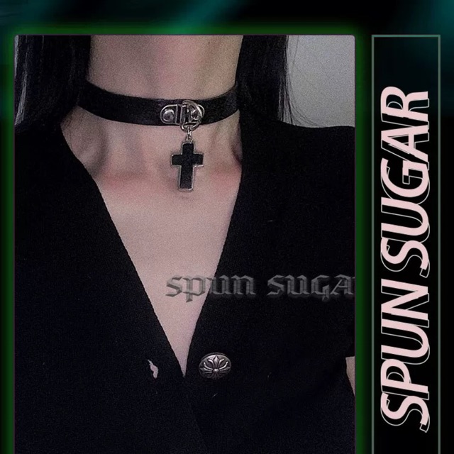 Chocker cross da PU cao cấp/ Chocker da mix thập giá