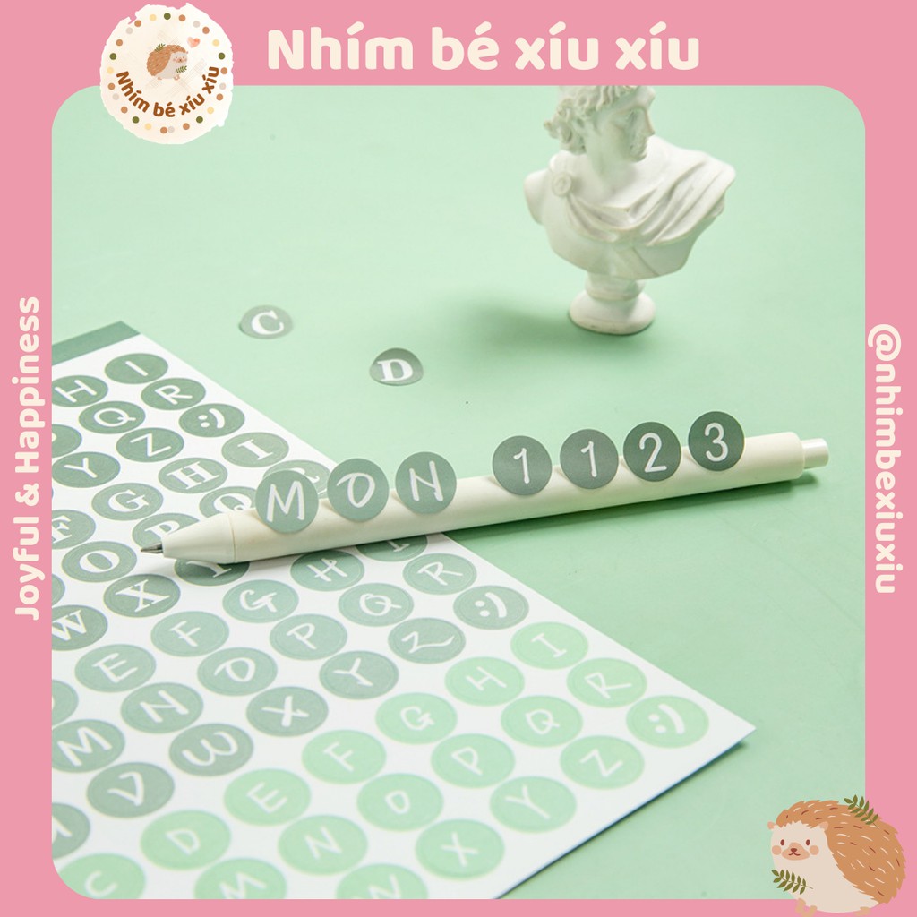 Sticker chữ cái - số đếm tone màu morandi trang trí sổ tay nhimbexiuxiu VT88