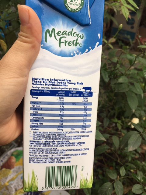 SỮA MEADOW FRESH PURE MILK FULL CREAM 1 lit