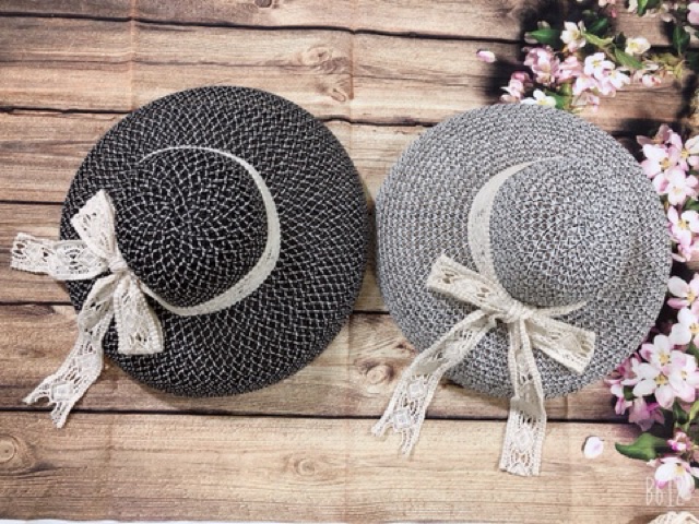 Mũ lồng đèn đầu tròn vành đại nơ ren