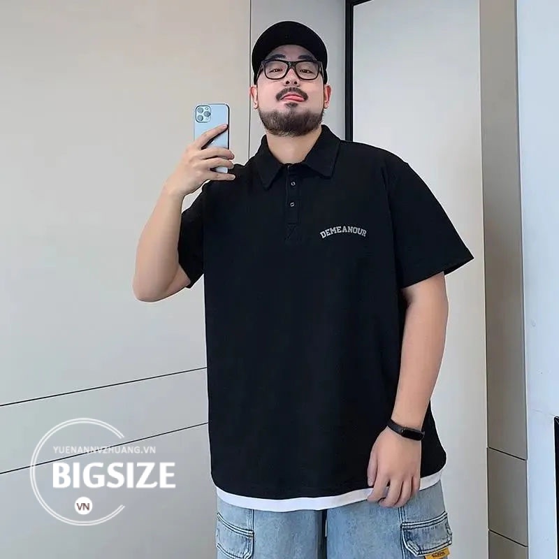 Áo Thun polo nam Bigsize Áo phông nam có cổ trơn basic tay ngắn mỏng form rộng mùa hè Phong cách Hàn Quốc Thời Trang trẻ trung đẹp cao cấp cho người mập béo 100kg 150kg
