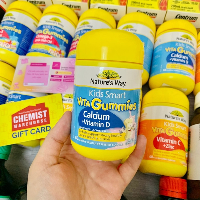 [Nội Địa] Kẹo dẻo Nature's Way Kids Smart Vita Gummies, Úc (60v) nhiều vị bổ sung vitamin, khoáng chất cho trẻ từ 2 tuổi