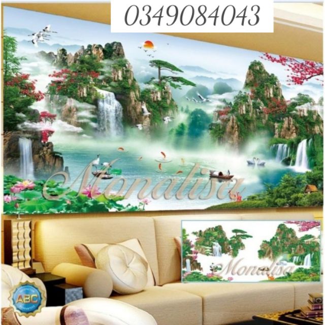 Tranh đính đá phong cảnh 2m x 90