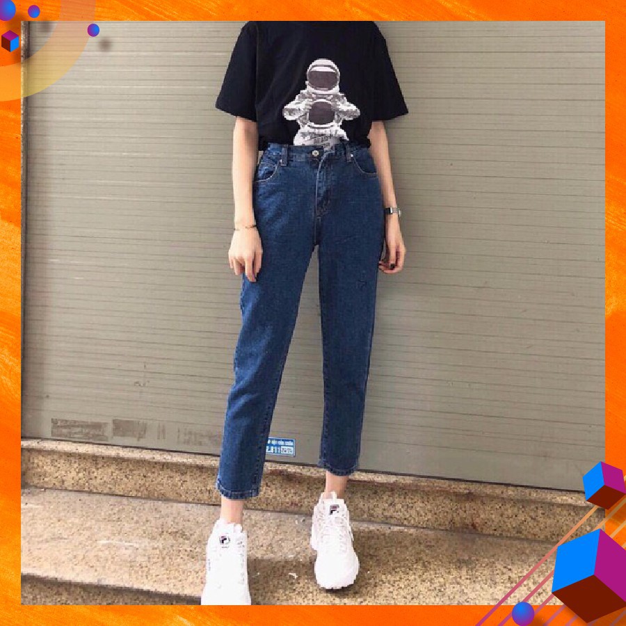 Quần Jeans Baggy Trơn - Xanh Đá Đậm, Đen, Xám, Sáng