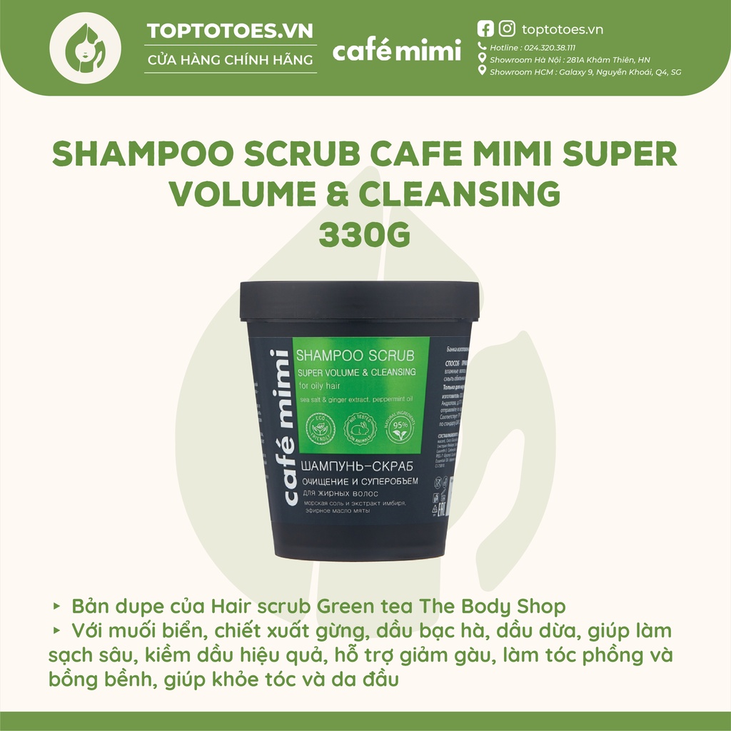 Dầu gội - Tẩy da chết da đầu Cafe Mimi Shampoo Scrub làm sạch sâu cho tóc tơi & bồng bềnh, giảm gàu ngứa, kiềm dầu
