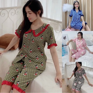🌼 bộ pijama lụa satin lửng xl - 2xl🌼 "54kg-74kg" có túi quần sâu