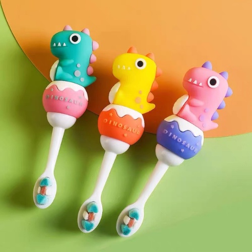 Bàn chải đánh răng cho bé KHỦNG LONG sợi lông mềm tay cầm SILICON chống trượt