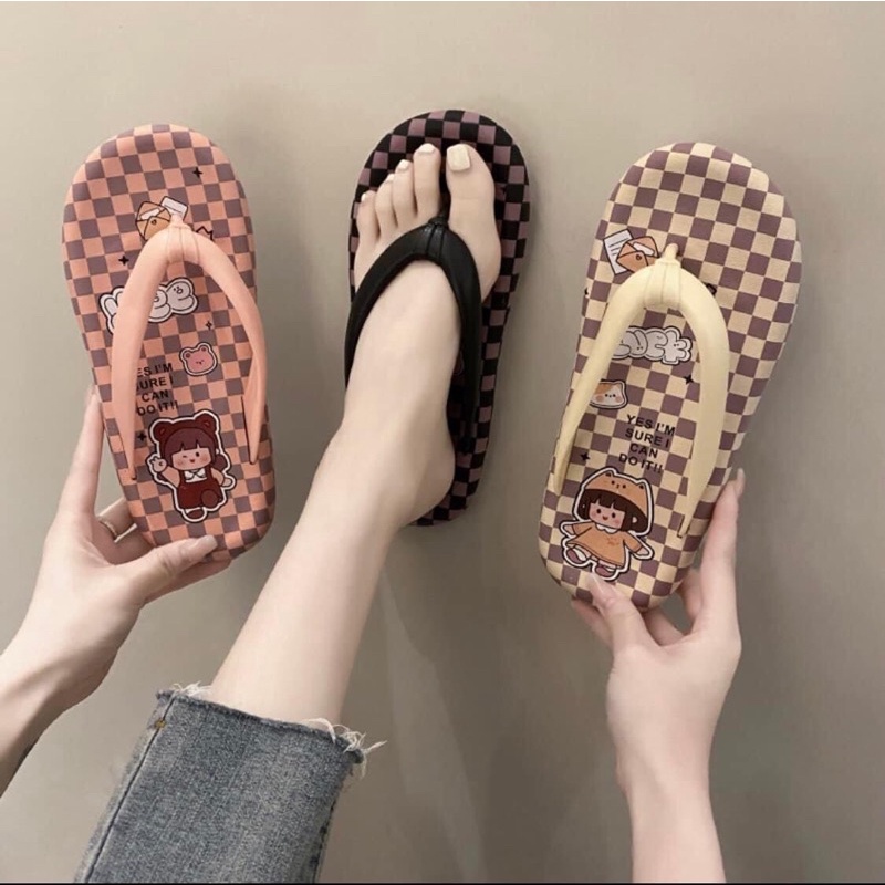 Dép tông bánh mỳ kẻ cao su