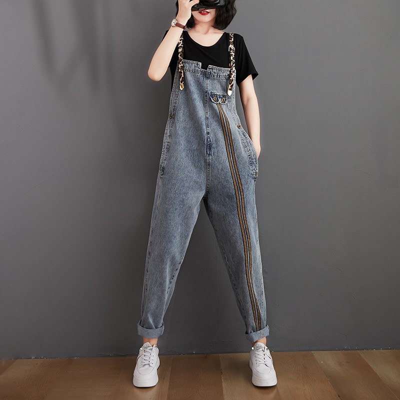 (Q011-Có ảnh thật) Quần yếm jean nữ phối dây họa tiết da báo cá tính (size S-XXL fit đến 75kg) | BigBuy360 - bigbuy360.vn