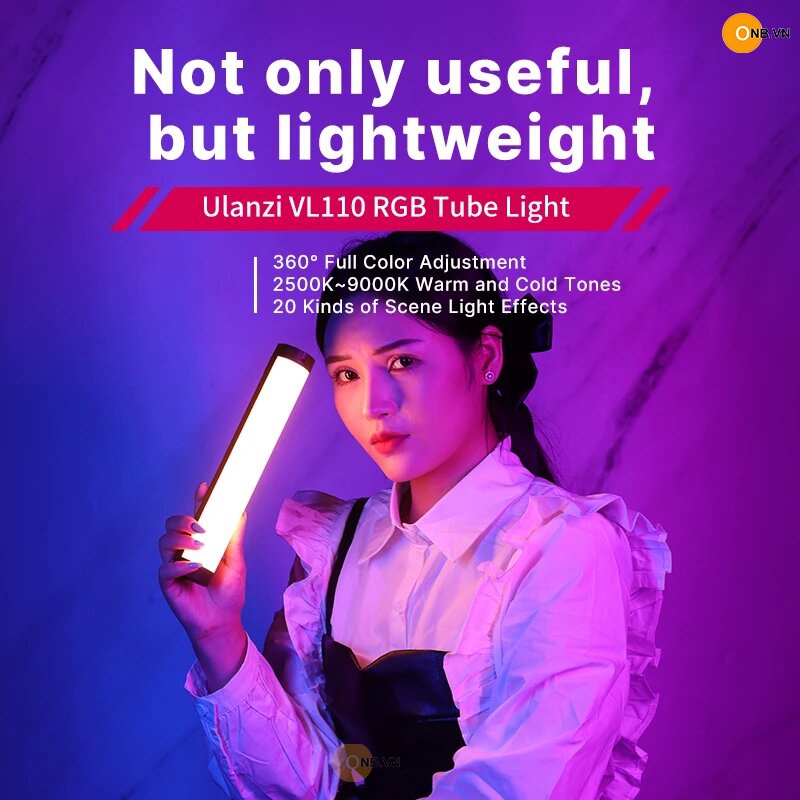 Ulanzi VL110 Led RGB đèn ống dài 24cm cho chỉnh màu RGB - Độ K - 20 hiệu ứng ánh sáng