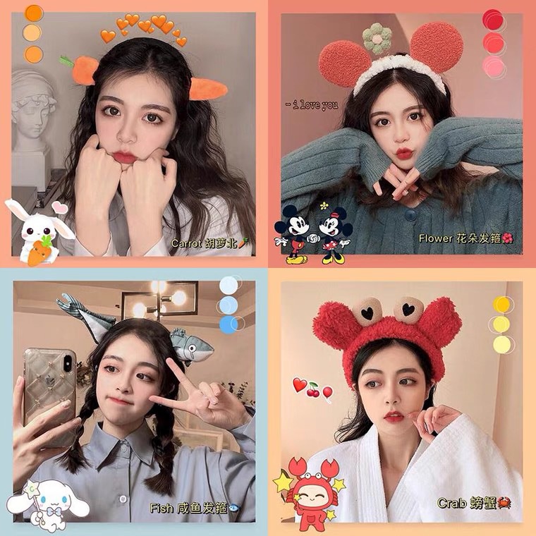 Băng Đô Cài Tóc Vải Cotton Hình Thú Dễ Thương Thời Trang Thu Đông Hàn Quốc 2022