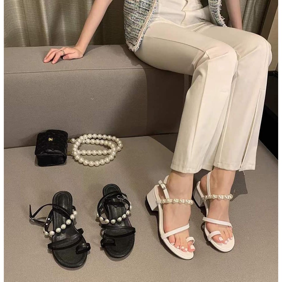 Sandal nữ xỏ ngón quai cài đính ngọc bigsize 35-45