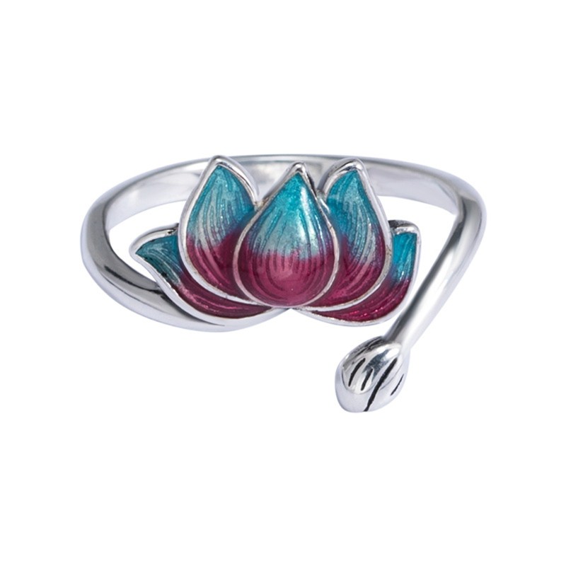 Nhẫn Đeo Tay Kim Loại Tạo Hình Hoa Sen Vintage Cho Nữ