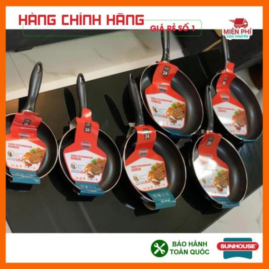 [ HÀNG CHÍNH HÃNG ] Chảo dùng bếp Từ Sunhouse  22cm - 24cm - 26cm - 28cm -30cm