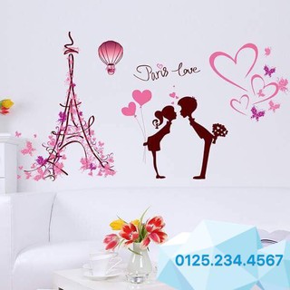 Decal dán tường Paris tình yêu