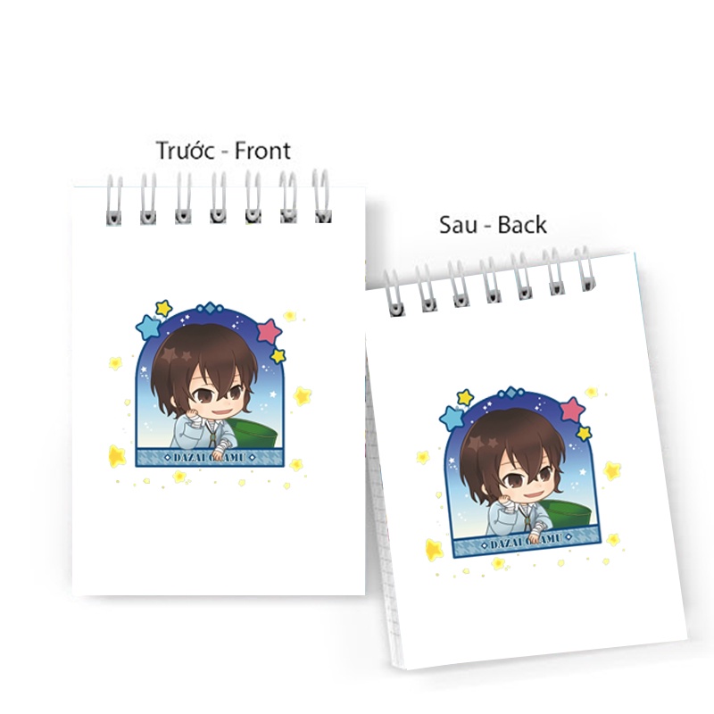 Sổ tay in hình anime chibi BUNGOU STRAY DOGS lò xo 6x10 ghi chú tiện lợi học tập xinh xắn