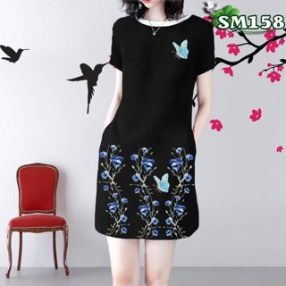 Váy thun cát Hàn bướm xanh