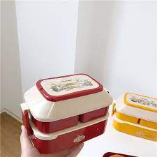 Hộp Cơm Văn Phòng Bento Kiểu Nhật 2 Tầng Và Quai Xách, Có Kèm Thìa Rĩa