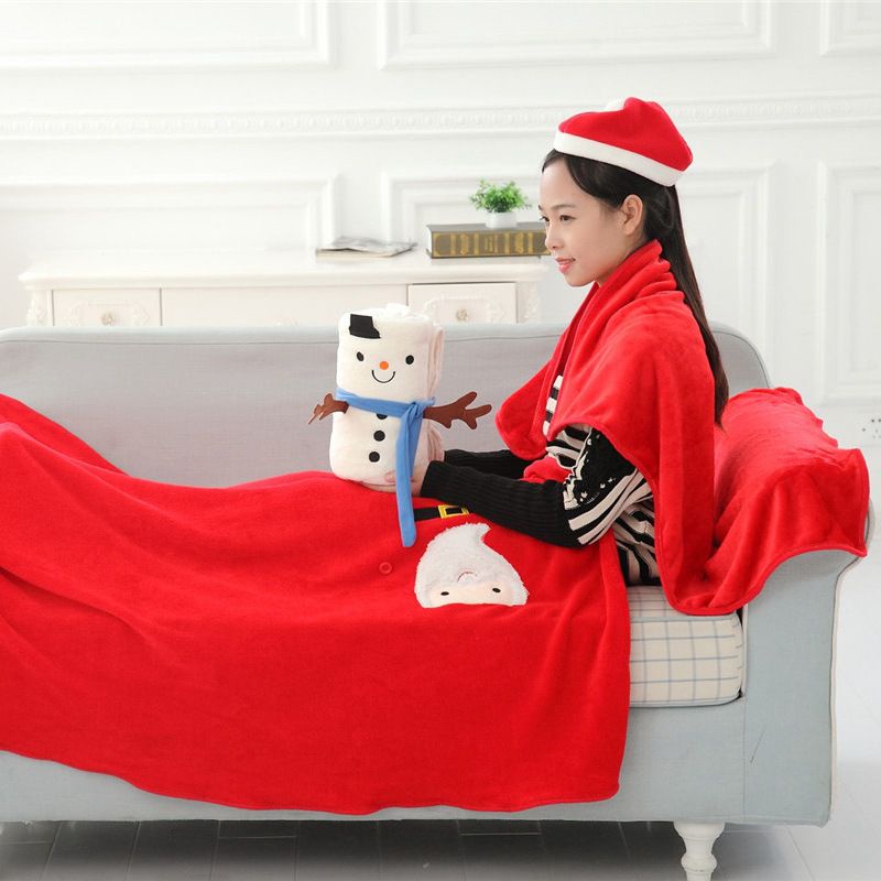Chăn Bông Mềm In Hình Ông Già Noel