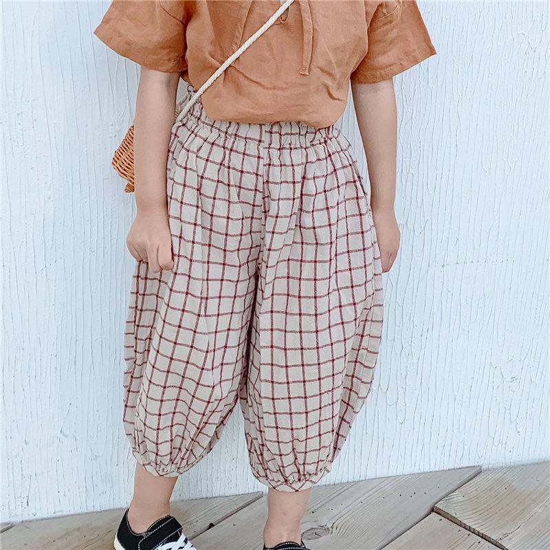 Set Áo Thun Tay Ngắn + Quần Dài Chống Muỗi Thiết Kế Mỏng Họa Tiết Sọc Caro Thời Trang Mùa Hè Theo Phong Cách Hàn Quốc Dành Cho Bé Gái 2023