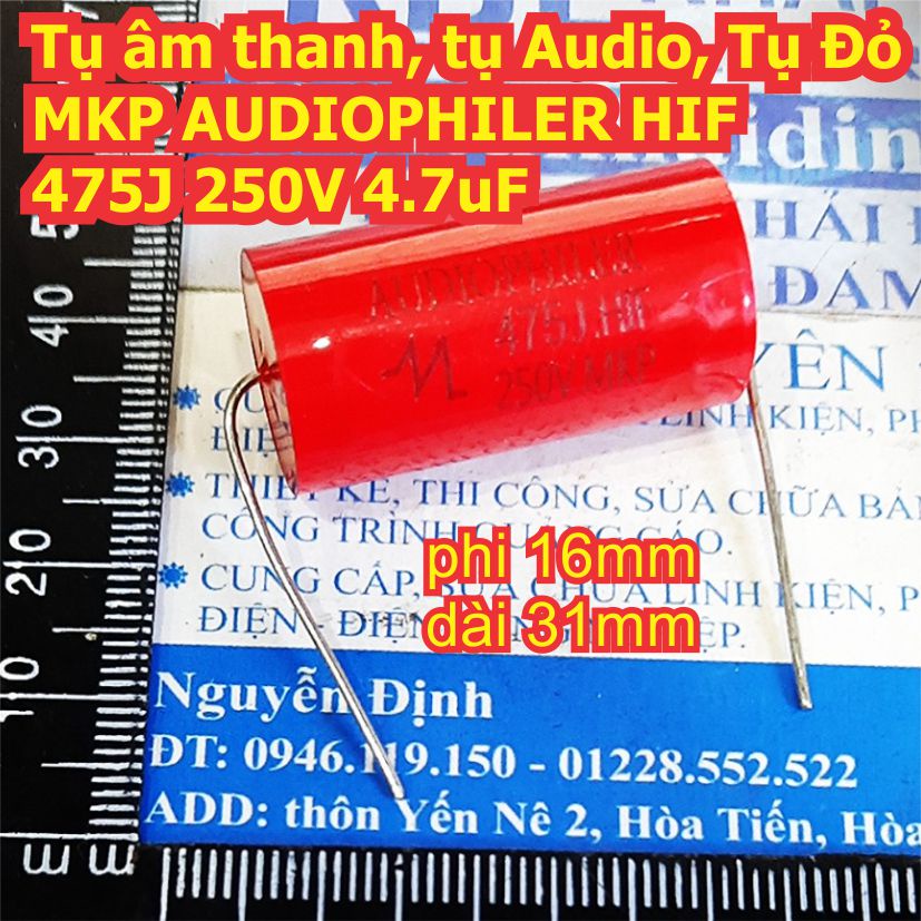 2 con Tụ âm thanh, tụ Audio, Tụ Đỏ MKP AUDIOPHILER HIF 475J 250V 4.7uF kde8111