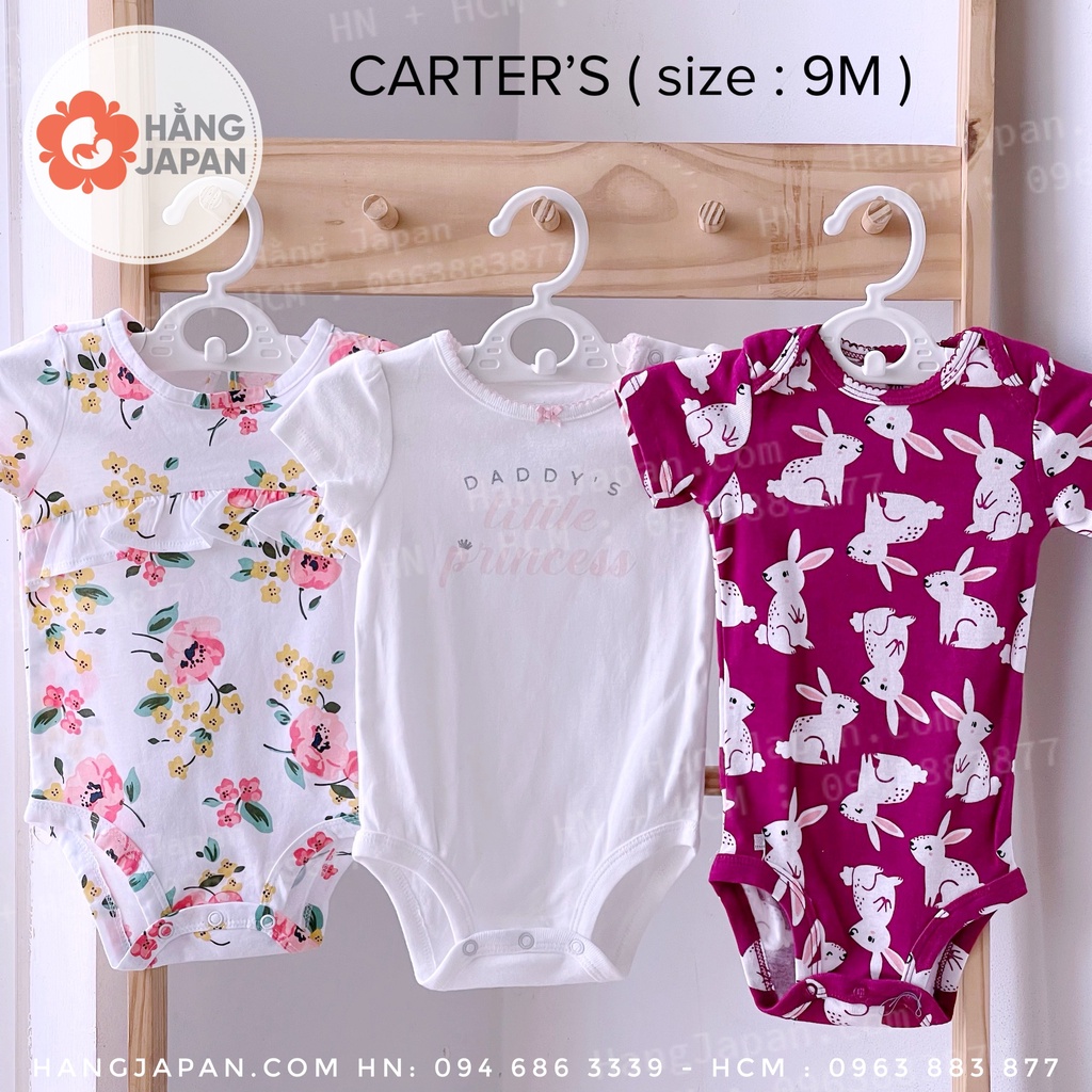 Set 2 Bodysuit Carter hàng VNXK cộc tay bé gái size 0-3-6-9-12M mẫu ngẫu nhiên