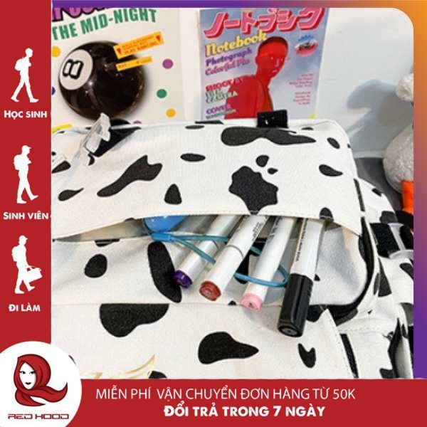 Balo Ulzzang Nữ Phong Cách Hàn Quốc Cao Cấp, Ba lô vải cavans đi học cao cấp hoạ tiết độc đáo REDHOOD-RD021