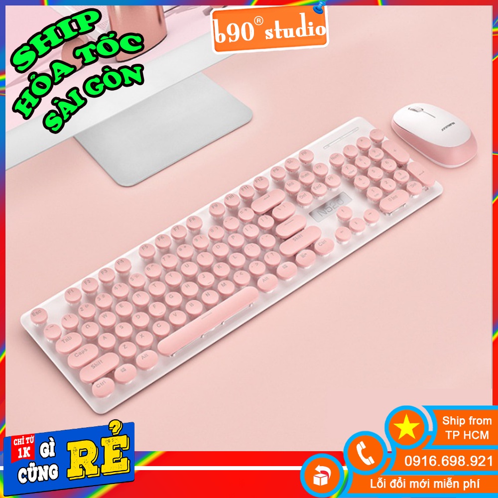 Bộ bàn phím chuột không dây N520 tông màu pastel ngọt ngào thiết kế chắc chắn, kiểu dáng cổ điển