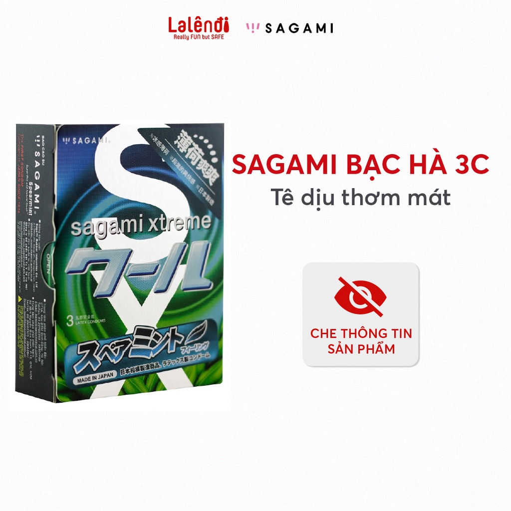 Bao cao su Bạc hà Sagami XTreme Spearmint 0.03mm Nhật Bản siêu mỏng kéo dài thời gian (3 bao/hộp) | Lalendi Store